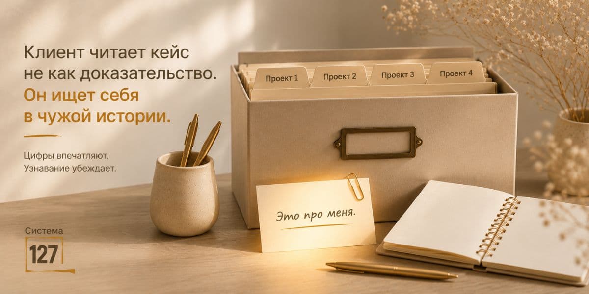 Клиент читает кейс и ищет узнавание: почему цифры не убеждают, а совпадение ситуации — убеждает